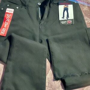 Black boot cut flare leg, low rise jeans